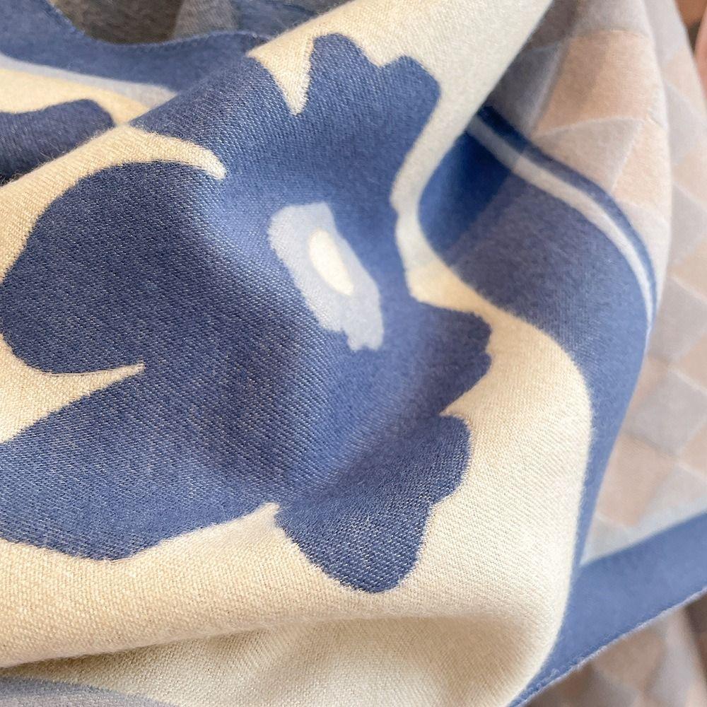 Korean Style Winter Cashmere Shawl Lightweight Floral Print Scarf Fashion Plaid Knitted Scarf  Lady