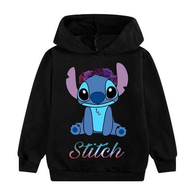 Stitch Cartoon Print Hooded Sweatshirt for Kids B618