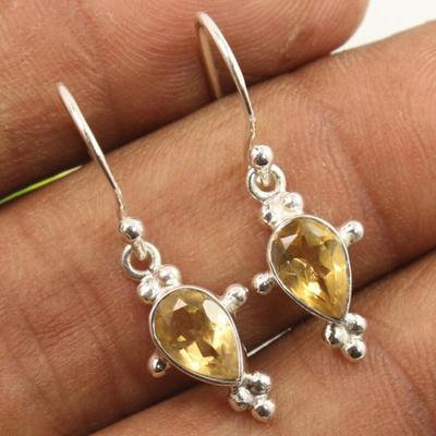 Citrine Gemstone Earring, Solid 925 Sterling Silver Earring, Handmade Designer Earring, Anniversary Gift, Birthday Jewelry