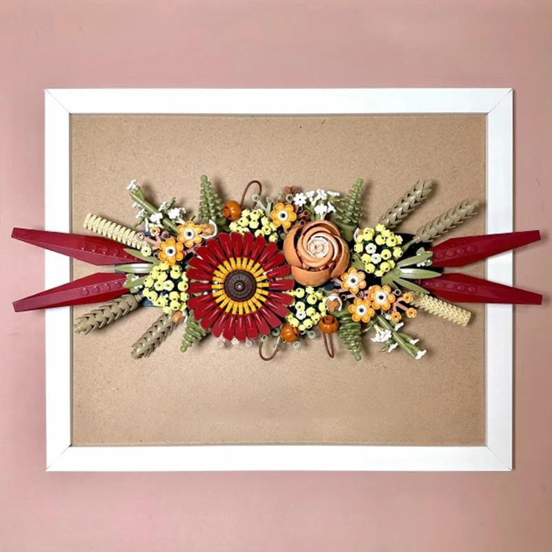 812 piezas de ramo de flores silvestres en maceta con flores románticas inmortales, modelo de bloques de construcción, juguete para ensamblar, regalos de vacaciones para niños y adultos