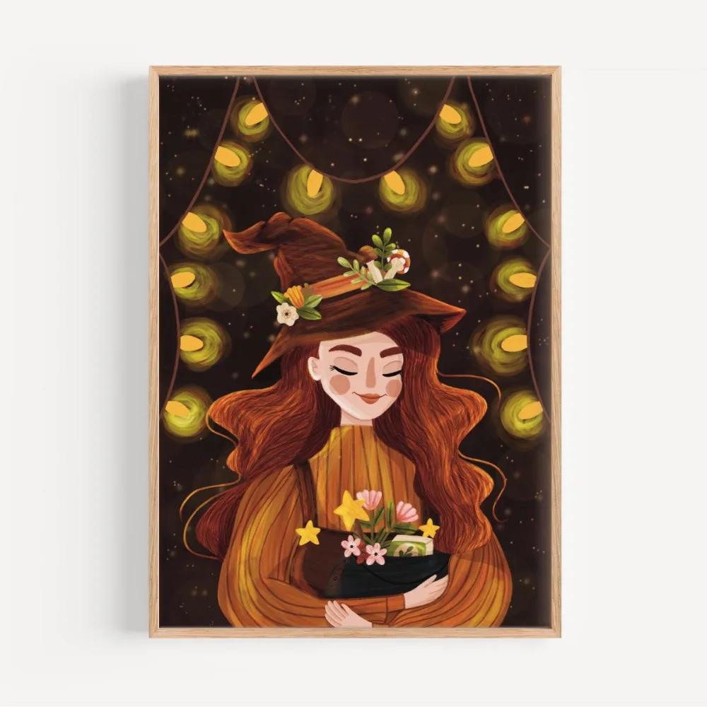 Modern Autumn Lovers Pumpkin Winter Forest Illustration Poster and Prints Canvas Printing Wall Art Picture for Living Room Decor