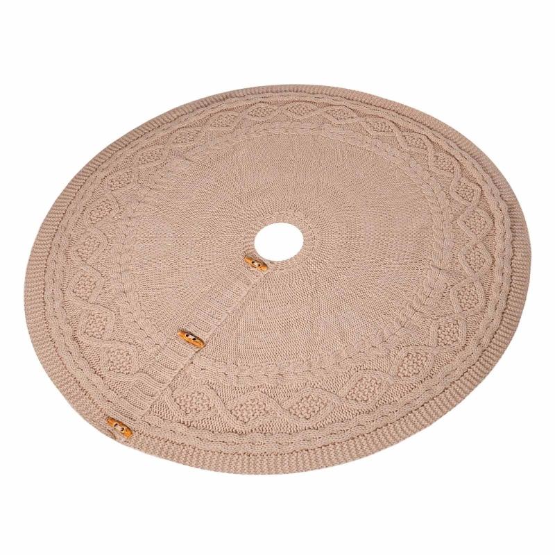 Elegant Knitted Christmas Tree Floor Cover122cm Diameter with Secure Fastening X3UC