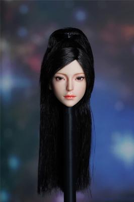 1/6 Scale Head Carving, Beautiful Girl Head Sculpt with Long Hair, Fits 12-Inch Female Action Figures