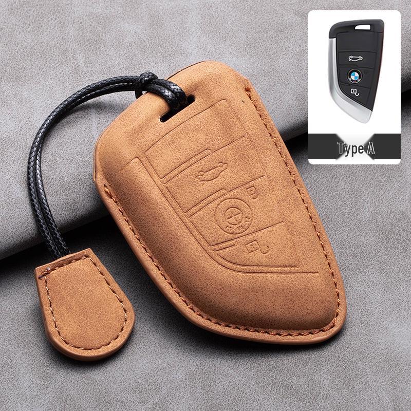 Compatible Leather Keychain Shell for BMW Series: Fits X1, X3, X5, 1 Series, 3 Series, 5 Series, 6 Series, 7 Series, NFC Card Snap