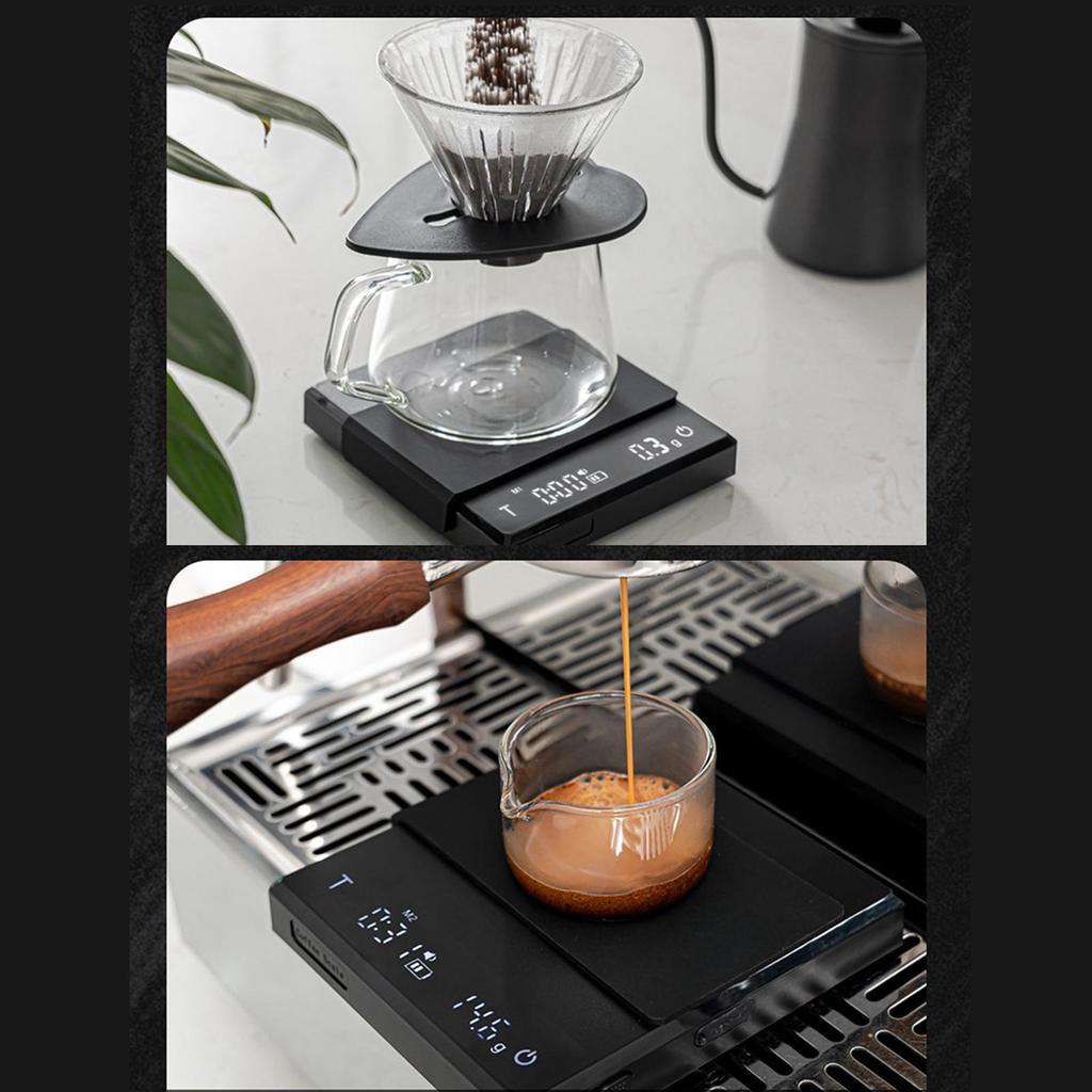Kitchen Coffee Scale with Timer USB Small Food for Barista Black