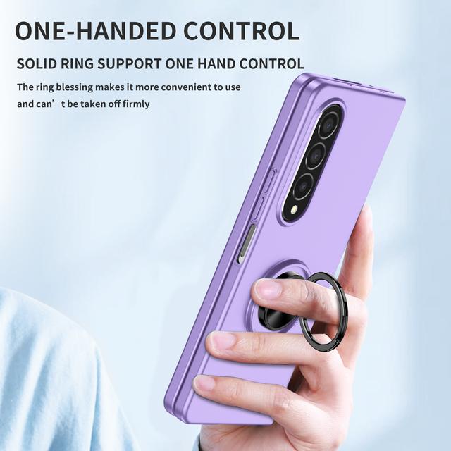 Anti -Drop Finger Ring Plain Phone Case For Samsung Galaxy Z Fold4 5g Fold 4 Fold2 Fold3 Fold 2 3 Fall Protection Cover Cases