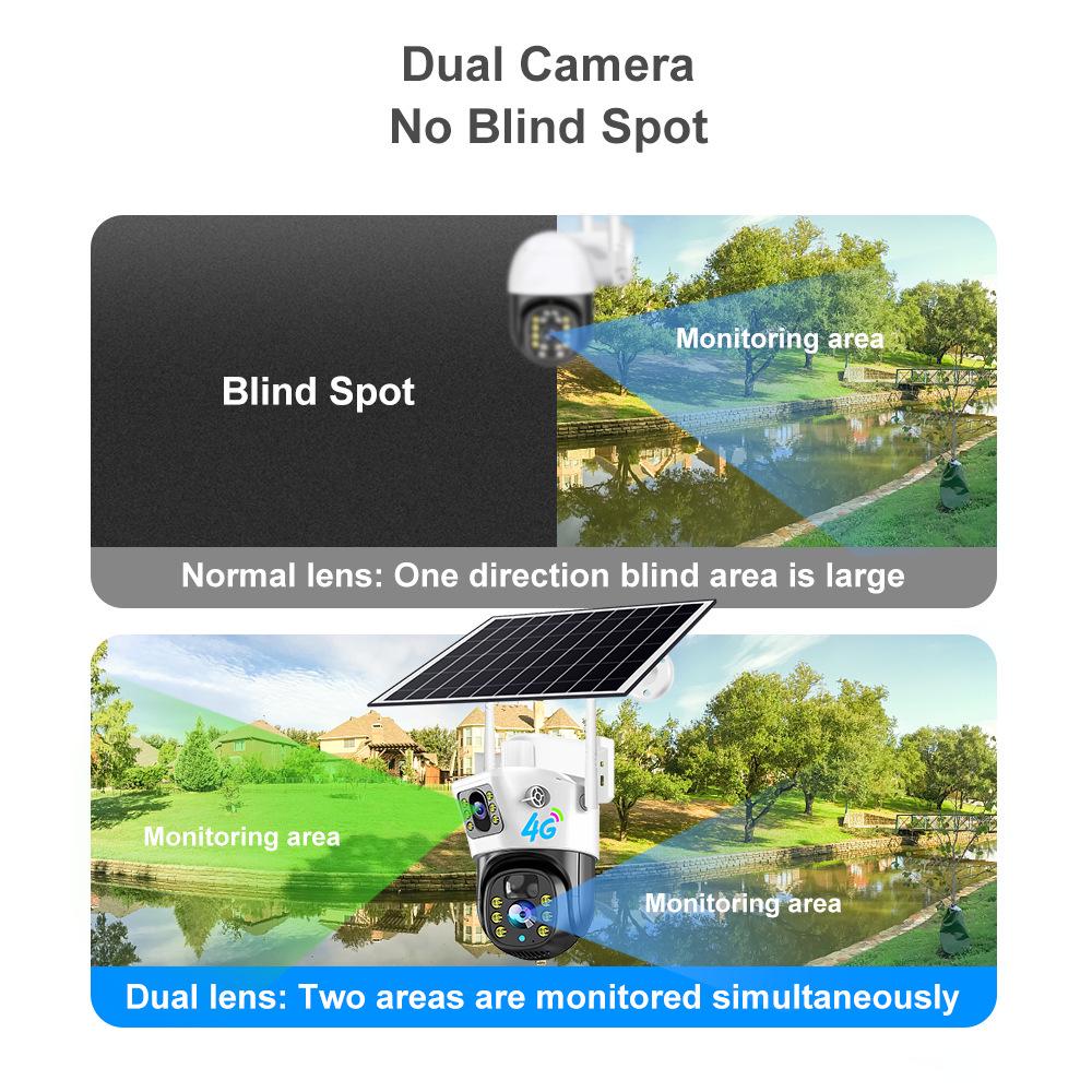 V380 Solar-Powered 4G Outdoor Wireless Security Camera with 3MP Resolution and Low Energy Use