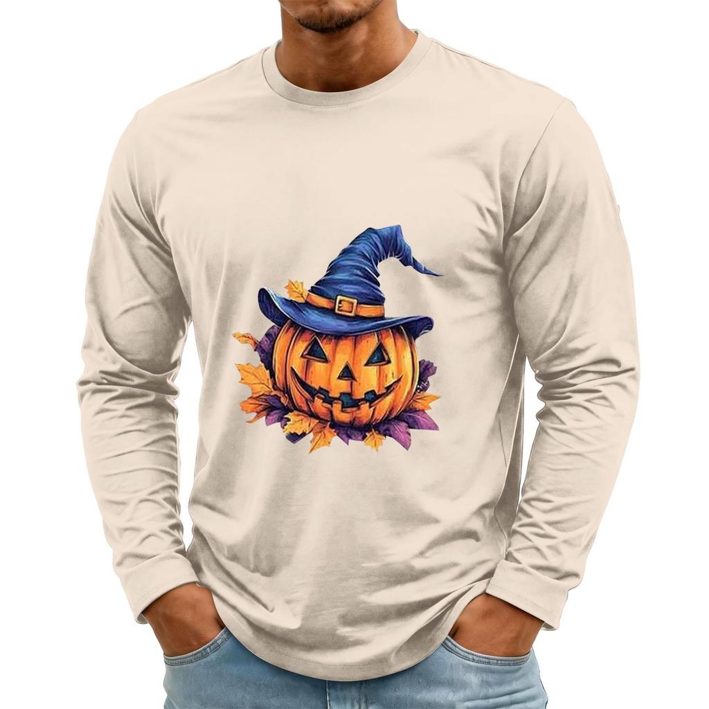 T-shirt Pull Longues Manches Col Rond Décontracté pour Homme pour Fête et Vacances d'Halloween