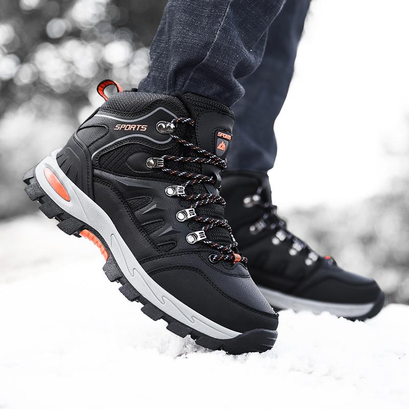 Large Size Outdoor Hiking Boots New Men Women Non Slip Lace Up Climbing Winter Black Warm Fur Sneakers Size Trekking Hiking Shoe