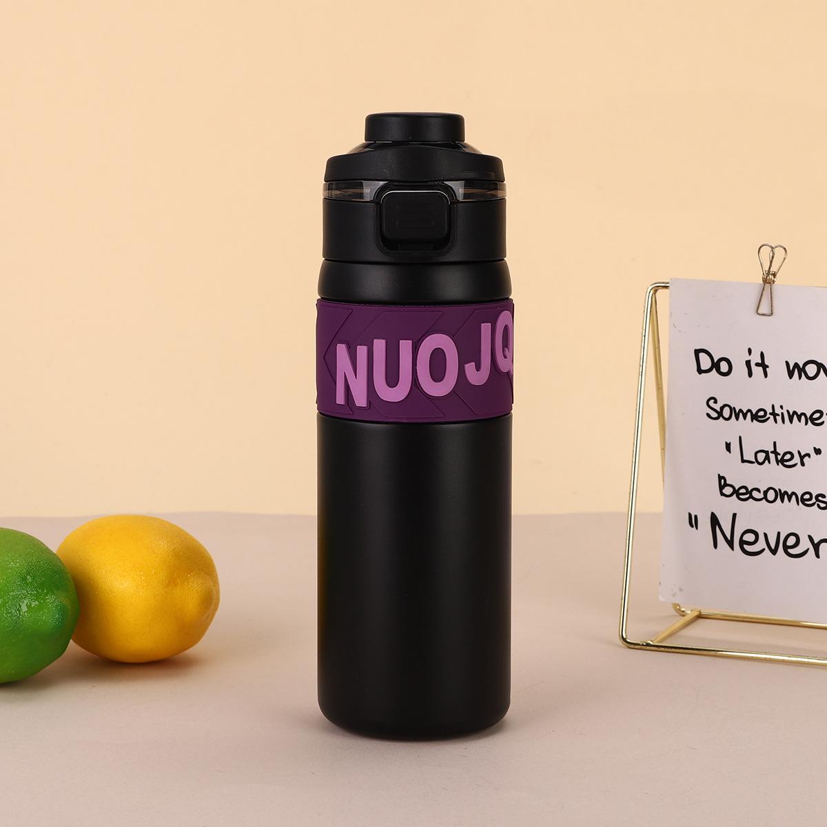 

Lifting ring high value double drink bouncing cup 304 stainless steel sports kettle large capacity double layer vacuum thermos cup 650ml чорний