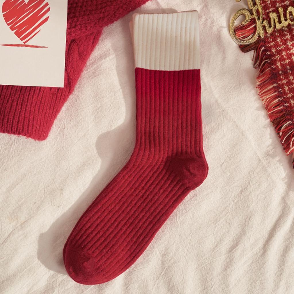 Female Autumn and Winter Thickened All Take This Year Marriage Red Tube Cotton Socks