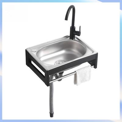 Stainless Steel Wall-mounted Sink Small Single Slot Wash Basin Kitchen Simple Dish Washing Basin Sink