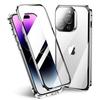 Magnetic Case for iPhone 16 Pro Max/ 16 Plus with Metal Frame Phone Bumpers Double Sided Tempered-Glass Full Lens Protection Cover