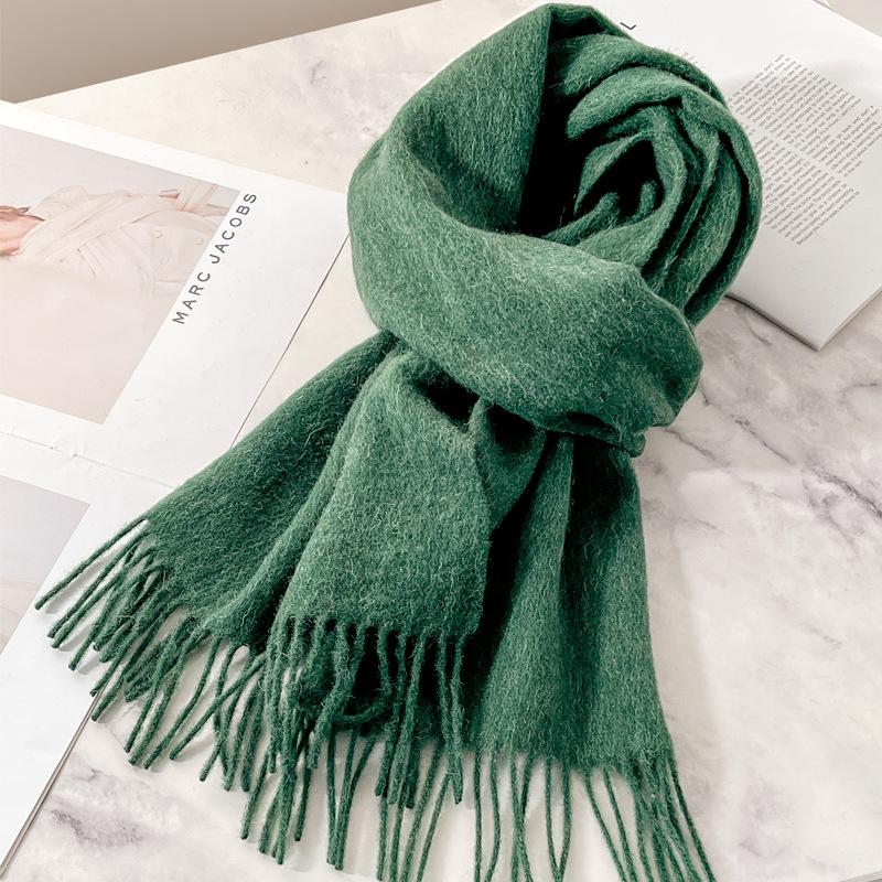 White Pure Scarf Women's Winter Korean Versatile High-end Sense Thickened Couple Scarf Dual-purpose High-end Gift