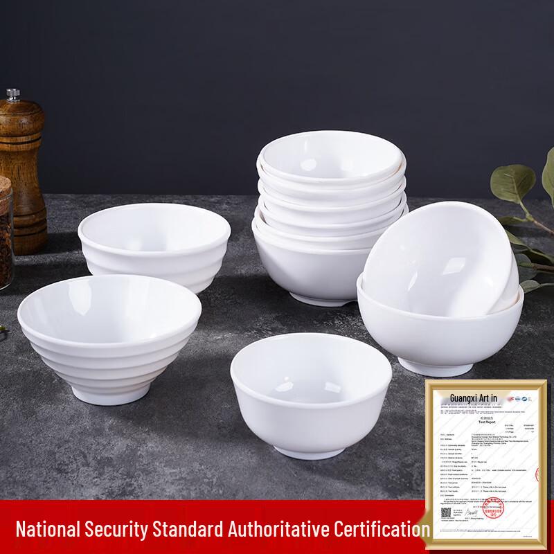 Yangge White Melamine Rice Bowls