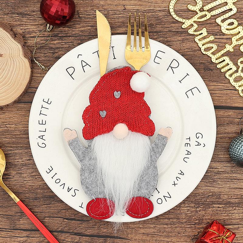 Festive Gnome Cutlery Sleeve - Christmas and New Year Table Ornament