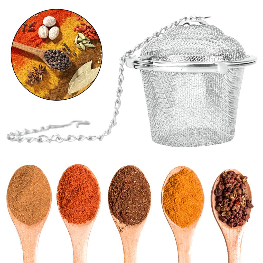 Stainless Steel Tea Strainer Mesh Ball Herbal Spice Filter Soup Infuser with Chain