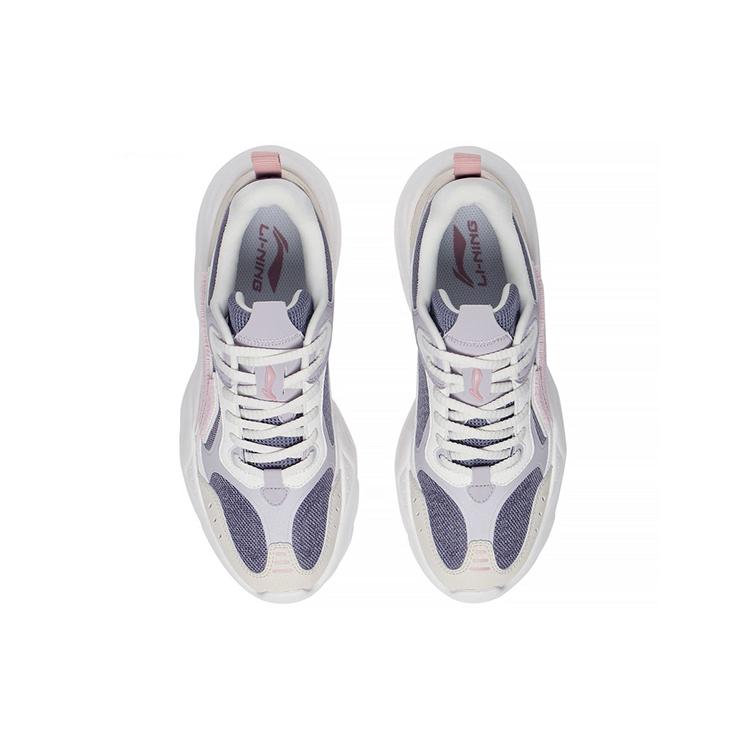 Li Ning Flowing Rock Flowing Rock Classique Basse Top Chaussures de Sport Décontractées Femme Beige Violet AGCS268-2