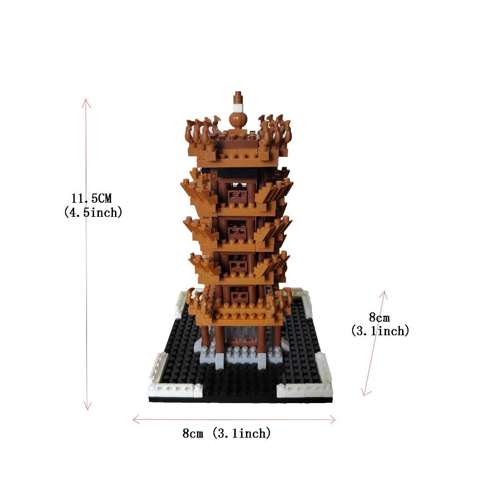 

Knew Built Ancient China Snowy Tower Building Blocks with LED Light Exquisite Construction Toy for Scenic Beauty in bag