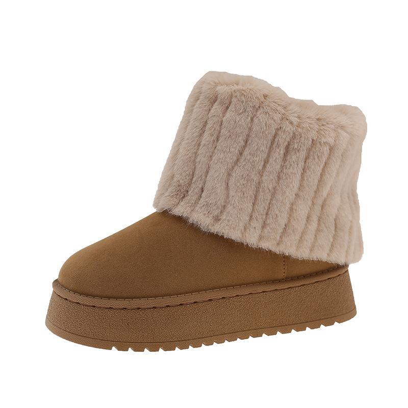 

Суперогненные короткие ботинки на толстой подошве женские зимние на подкладке и утолщенные маленькие ботильоны 2025 новые теплые пушистые зимние ботинки 40 верблюд