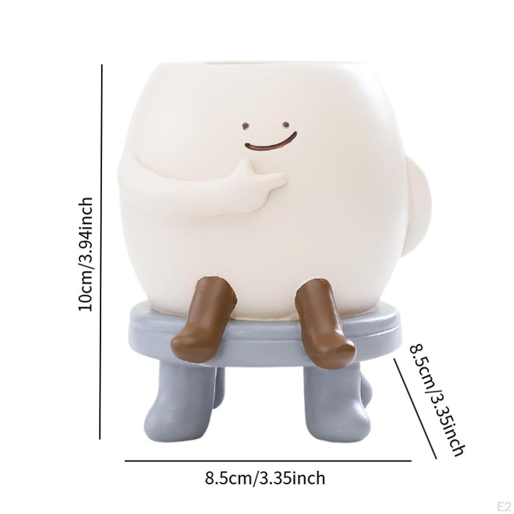 Cartoon Resin Flower Holder Ornament Collectible Pot Decorative Planter for Office Party Entryway