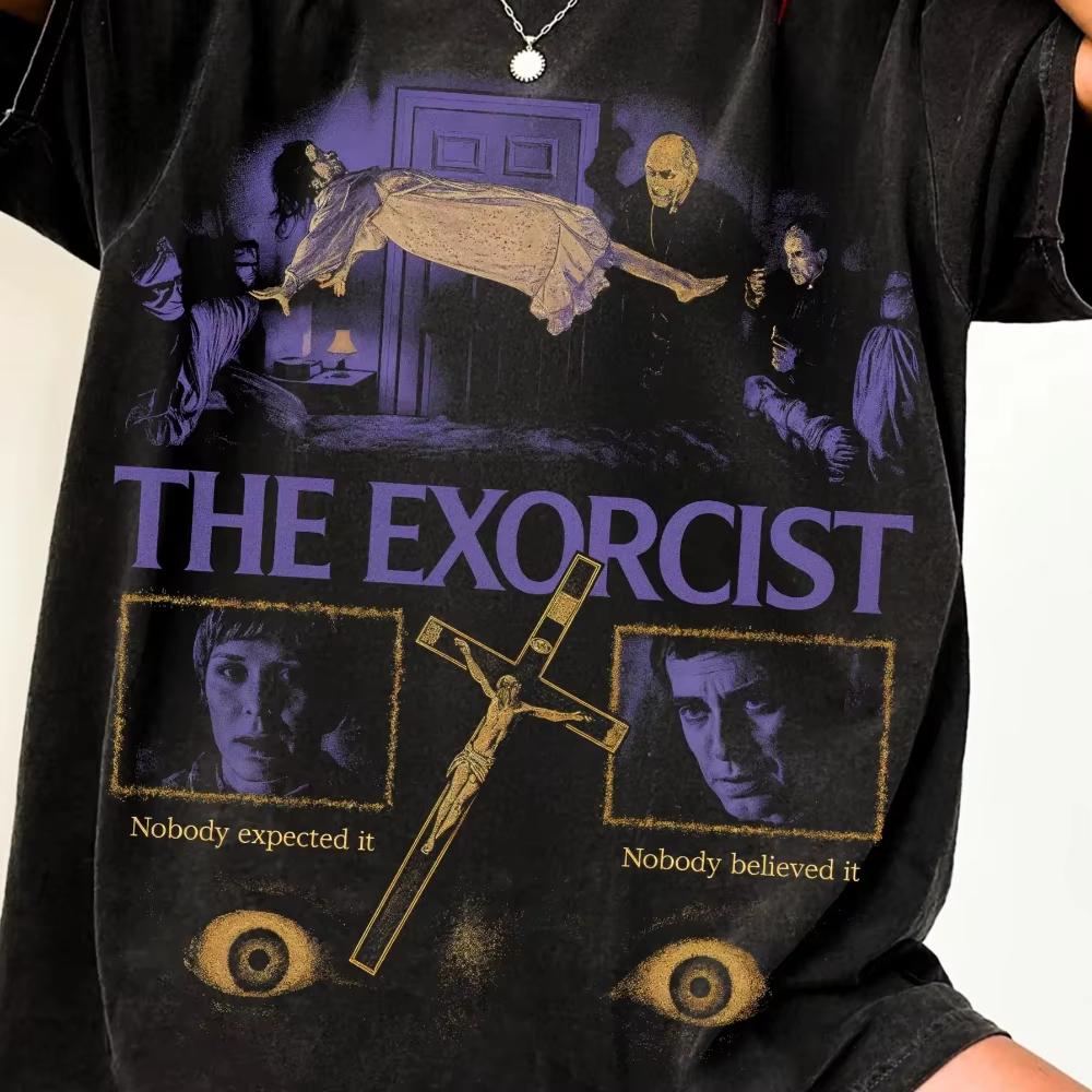 Retro exorcism scene Tshirt retro horror movie style unisex Tshirt summer new Y2K Harajuku style retro casual Tshirt S