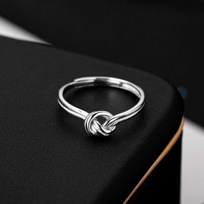 

Banyan Tree S925 Silver Knot Couple Ring - Japanese Minimalist Design for Men and Women RS826 Women s