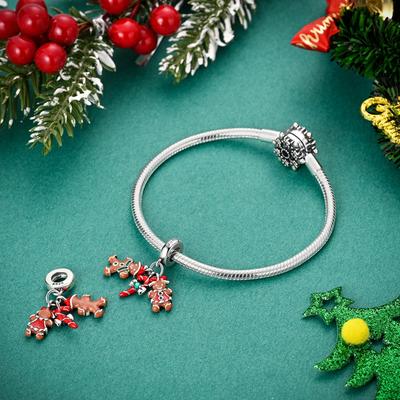 Elegant Fashion Copper Color Santa Claus Christmas Tree Elk Deer Charm Bead Fits Genuine Bracelet DoItYourself Christmas Jewellery