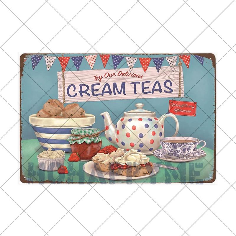Food Dessert Sign Cake Donuts Hot Dog Metal Plaque Vintage Poster Decorative Restaurant Shop Cafe Wall Decoration Plates 20x30cm