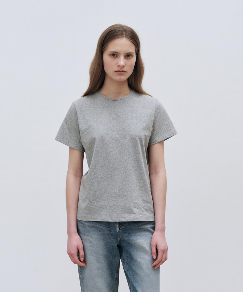 LOEIL Solid Basic Short Sleeve T-Shirt - Melange Gray