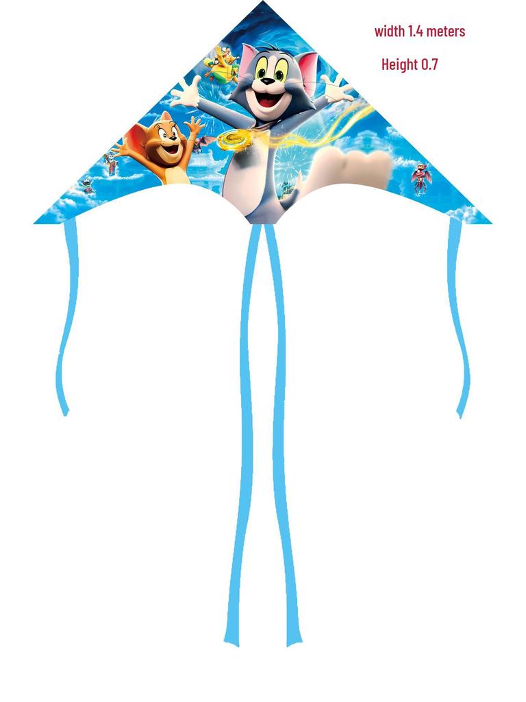 Weifang Cartoon Delta Double-Tail Kite: Handmade, Plaid, Easy-Fly, Curved Edge, Outdoor Toy for Kids