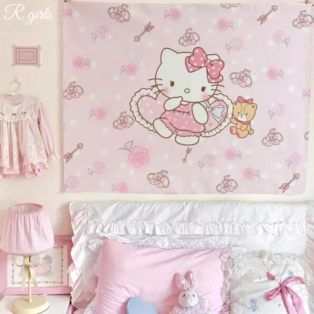 

Милый мультяшный Cinnamoroll Sanrio Hello Kitty My Melody Гобелен Украшение комнаты Домашний декор Спальня Настенная ткань 29x37in
