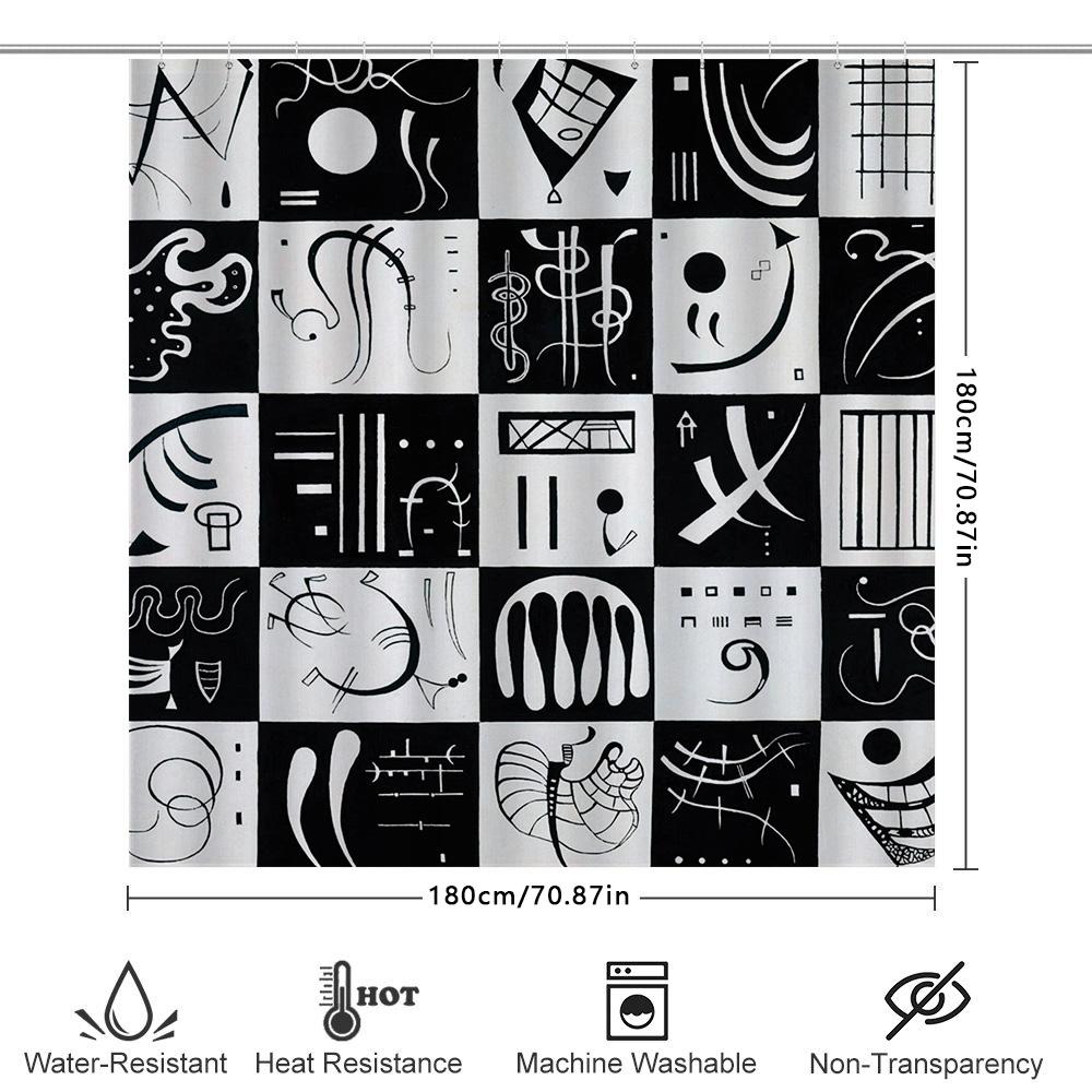 Modern Black White Music Notes Shower Curtain Abstract Design Decor For Bathroom Perfect Gift Idea (Customizable Sizes)