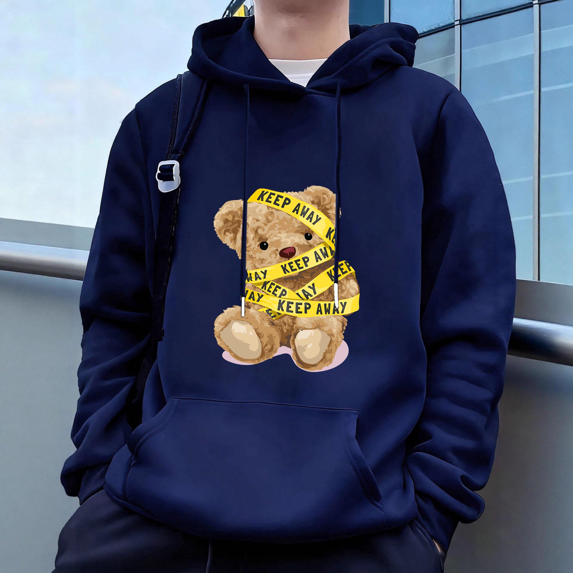 

Медведь Мужские повседневные худи флис хип-хоп 250 г/м² однотонный пуловер толстовка мужская спортивная одежда одежда толстовка мужская одежда XXXL светло-серый