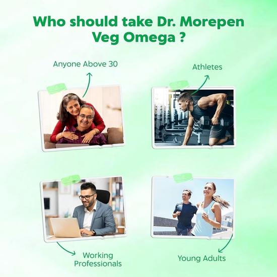 DR. MOREPEN Veg Omega 3 6 7 9 Capsules 500mg Flax Seed, Black Seed & Sea Buckthorn - 60 Veg Capsules