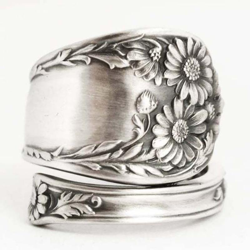 Dark Retro Daisy Ring, Personalized Versatile Open Ring, Women'S Exaggerated Style Ring