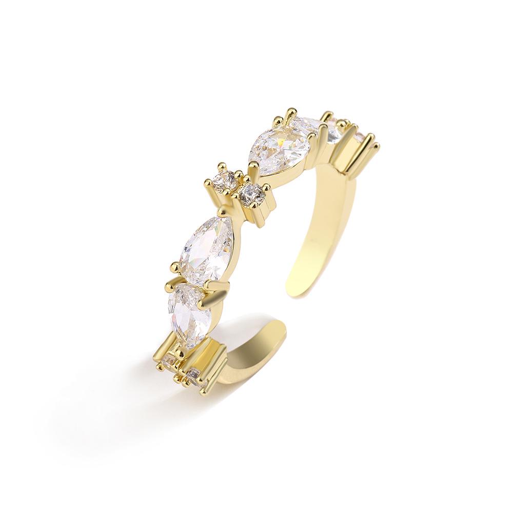 

Оригинальное регулируемое кольцо с цирконом в форме капли для женщин золотой