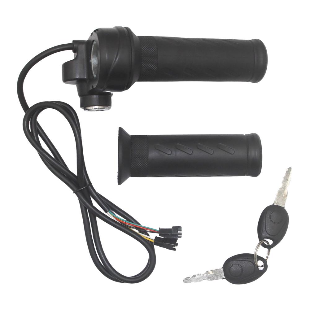 E-Motorcycle Throttle Grip Universal Electric Bicycle Scooter Wire Twist Throttle Grip with 2 Keys Waterproof Speed Controller