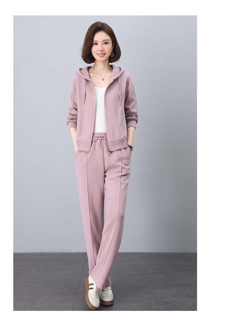 Women's Casual Two-Piece Suit: Autumn/Spring Slimming Sweatshirt Set - Young Mom Fashion 2025