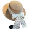 Girls Japanese-Style Bow Tie Lace Flat Brimmed Sun Hat For Outdoor Travel Wide Brim Sun Protection Shade Hat