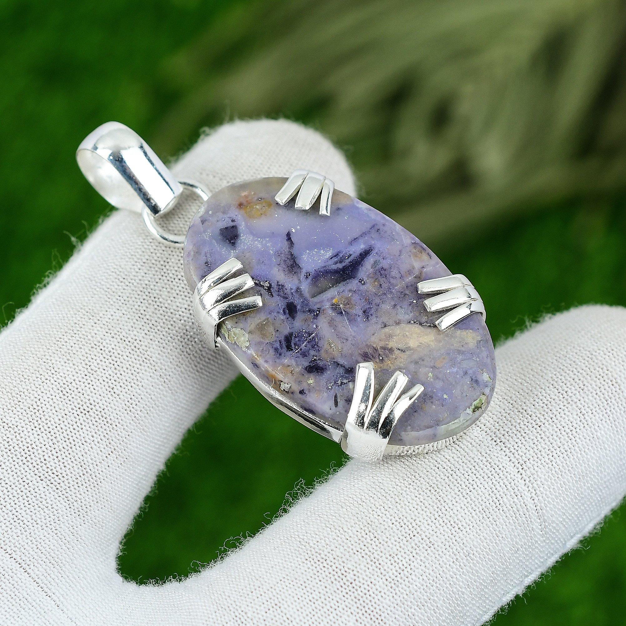 

Wedding Gift For Her 925 Sterling Silver Natural Tiffany Jasper Gemstone Pendant