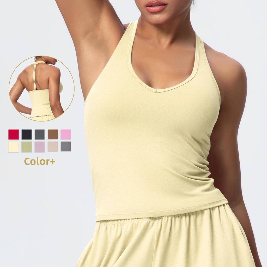 Skin-Friendly Slim Fit Yoga Tank with Strappy Back - Women's Fitness and Running Top
