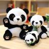 Hot 12cm-20cm Lovely Funny Panda With Bamboo Leaves Plush Toys Soft Cute Cartoon Animal Black And White Stuffed Doll Kids Gift