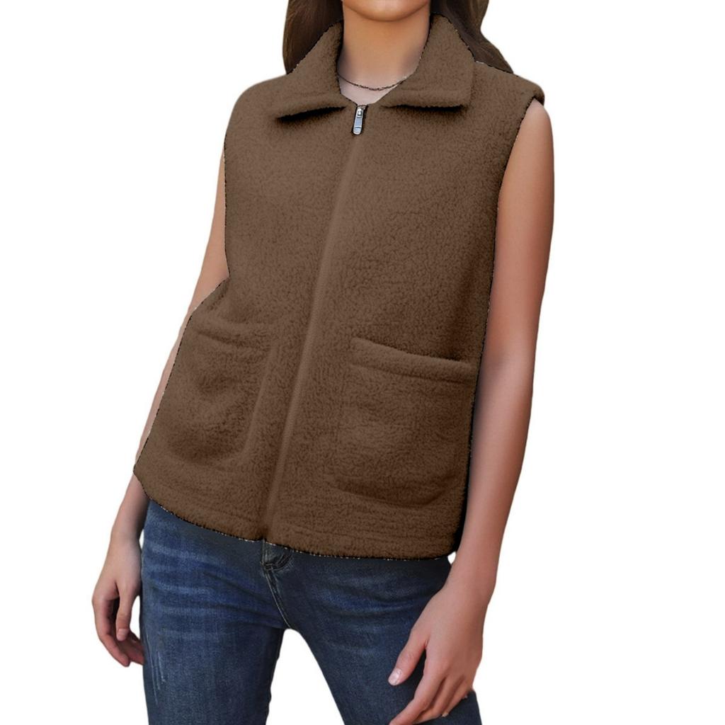Fashionable Ladies  Winter Temperament Lambswool Thickened Velvet Warm Vest