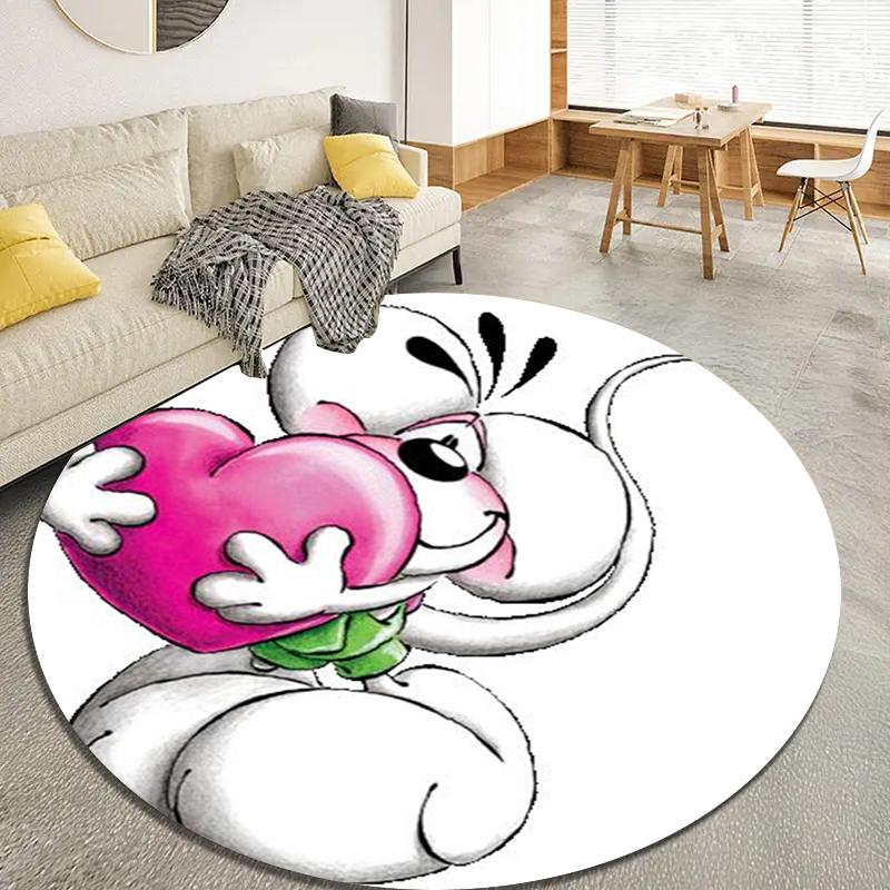 Diddl Round Area Rug,Carpet Rug for Living Room Bedroom Sofa Playroom Decor,Non-slip Floor Mat8