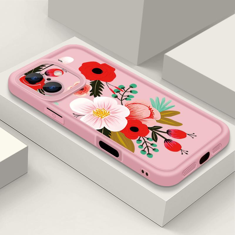 For iPhone 16 Case Cartoon Flower Pattern Shockproof TPU Silicone Soft Cover For iPhone 13 14 15 Pro Max 12 11 iPhone 16 Pro Max Funda