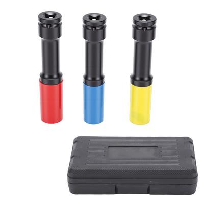 Juego de 3 Vasos Protectores de Rueda de Pared Fina 1/2 pulg Extra Largos para Impacto Profundos 17 19 21 mm Coloridos
