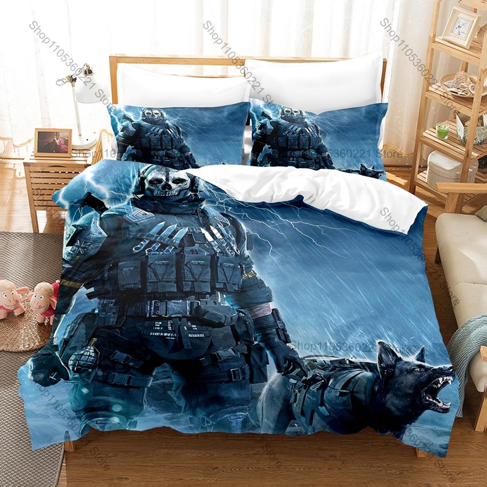 Call Of Duty Simon Ghost Riley Bed Set 3D Printed Duvet Cover Pillowcase Bedding Set For Boys Game Fans Home Textile