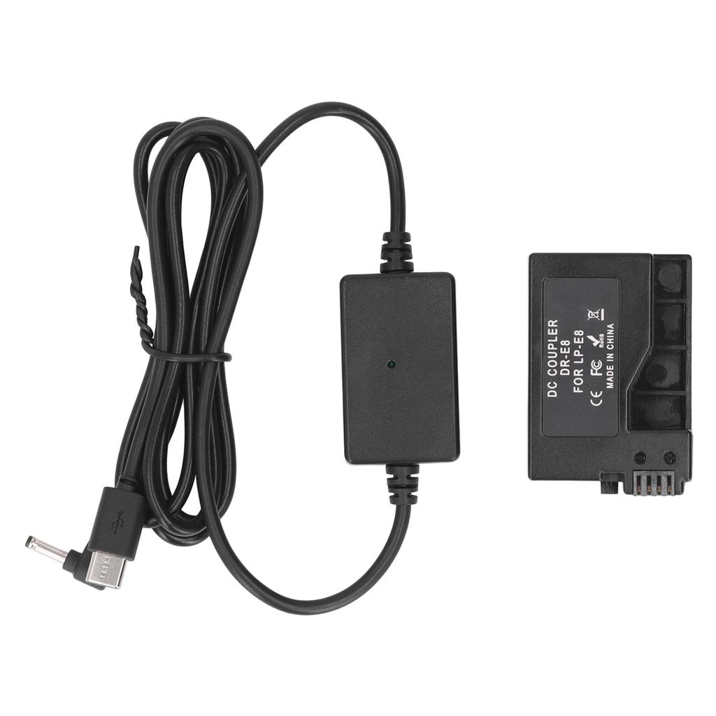 DR E8 DC Coupler LP E8 Dummy Battery Type C Power Adapter Kit for T2i T3i T4i T5i 700D 650D 600D 550D Kiss X4 X5 X6i
