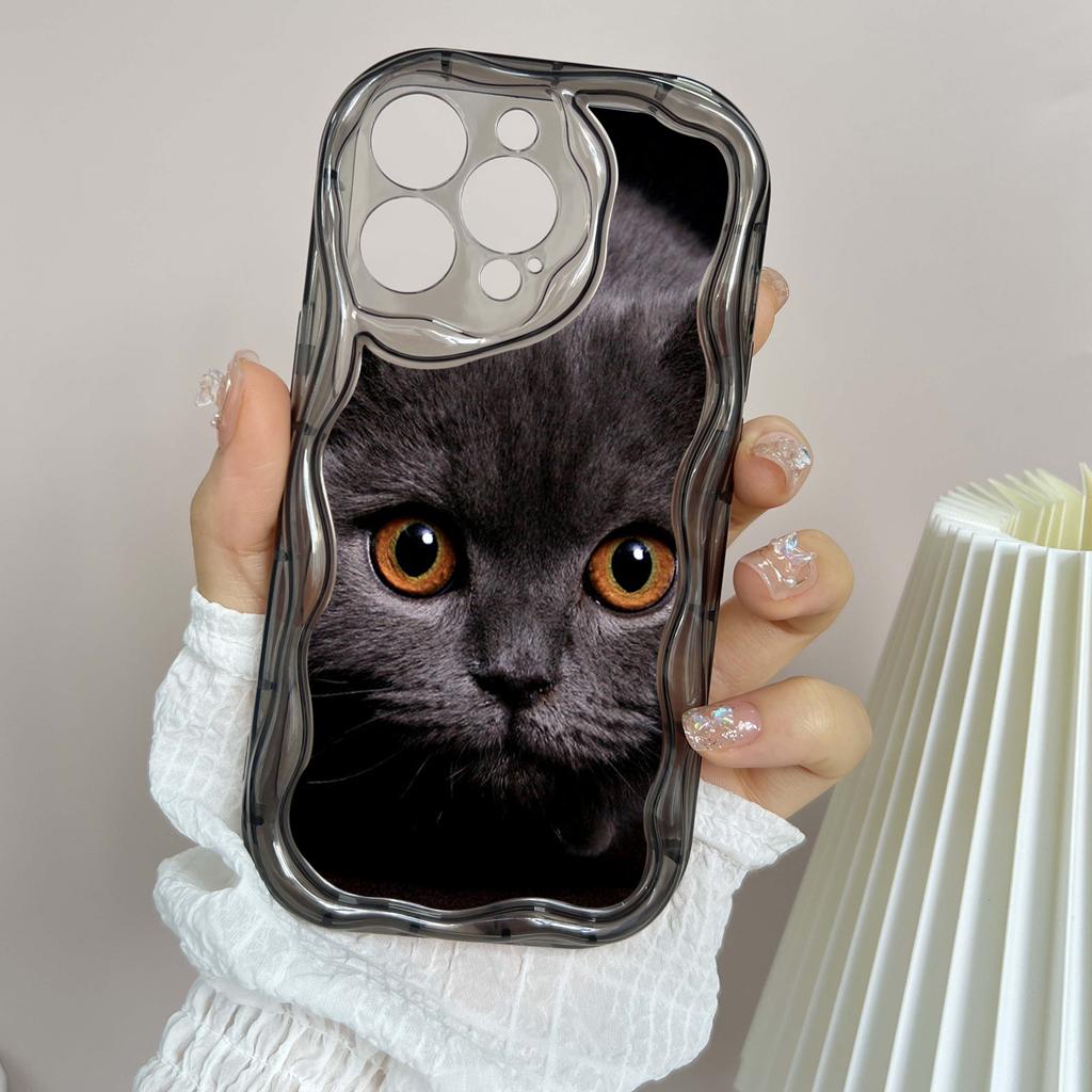 LZ3 Black Cat Green Eyes Clear Soft Wave Phone Cases for iPhone 15 13 Pro Max 12 Mini 14 8 Plus XS Max XR 6 Protection Back Cover